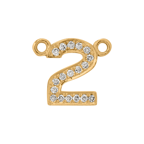 White Diamond + 14k Yellow Gold Number Charm