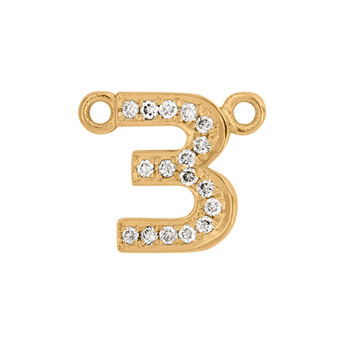 White Diamond + 14k Yellow Gold Number Charm