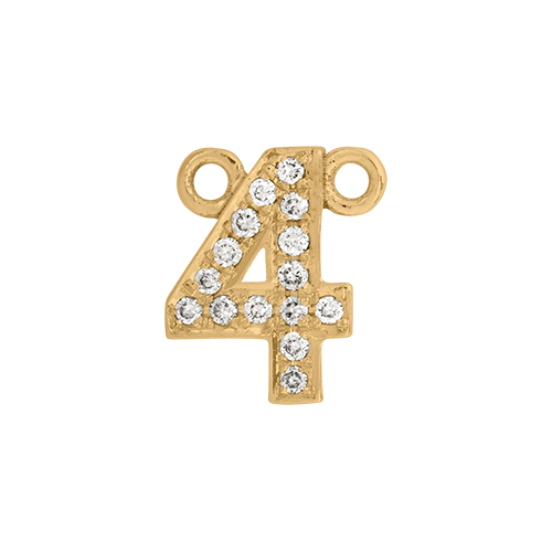 White Diamond + 14k Yellow Gold Number Charm