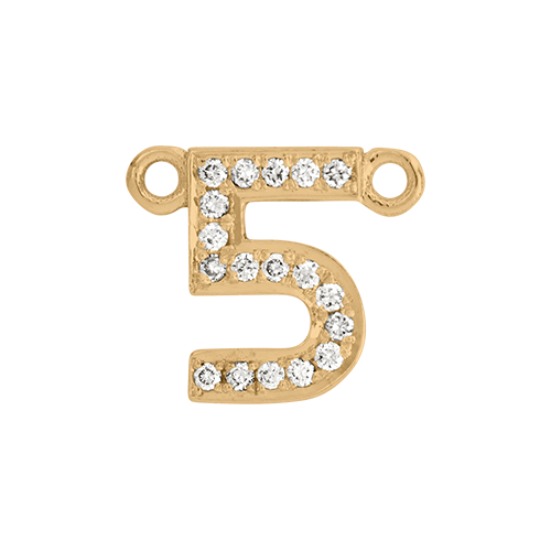White Diamond + 14k Yellow Gold Number Charm