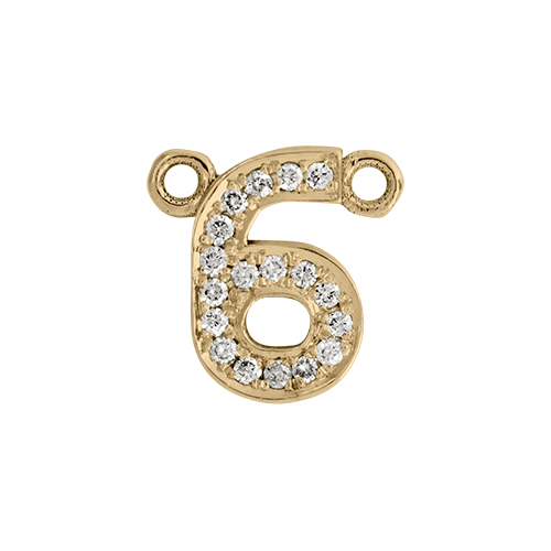 White Diamond + 14k Yellow Gold Number Charm