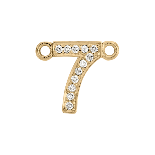 White Diamond + 14k Yellow Gold Number Charm