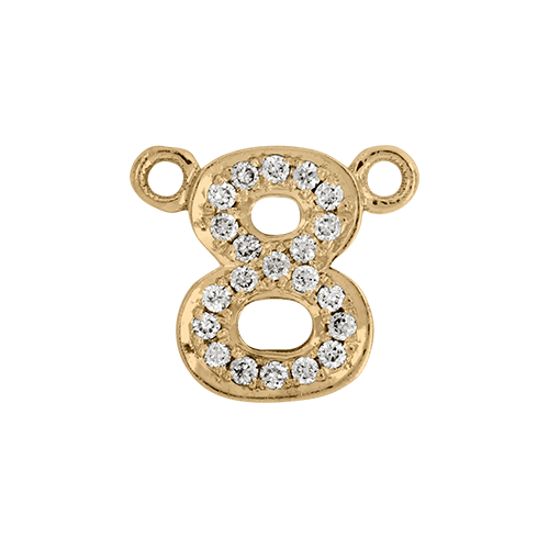 White Diamond + 14k Yellow Gold Number Charm