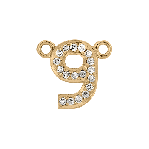 White Diamond + 14k Yellow Gold Number Charm