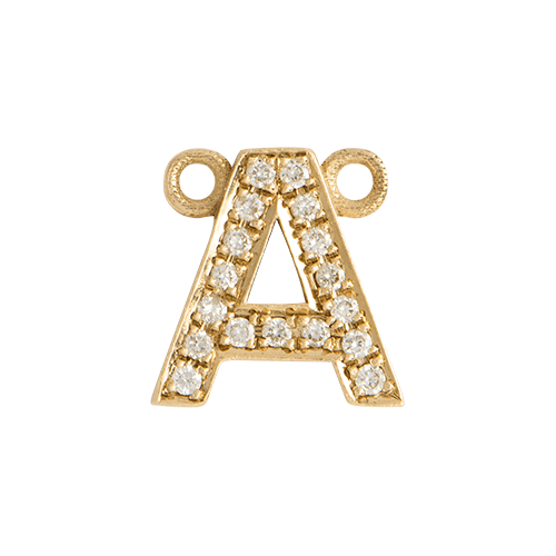 White Diamond + 14k Yellow Gold Letter Charm