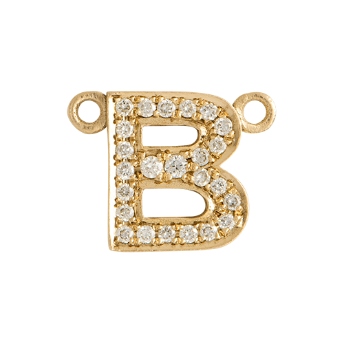 White Diamond + 14k Yellow Gold Letter Charm