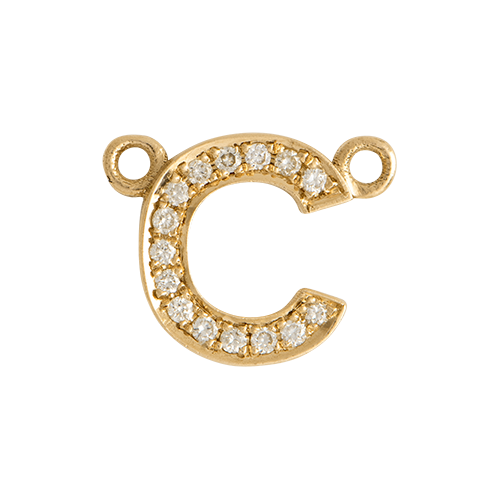 White Diamond + 14k Yellow Gold Letter Charm