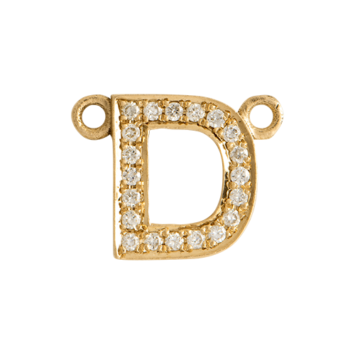 White Diamond + 14k Yellow Gold Letter Charm