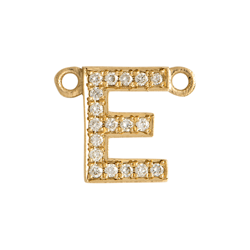 White Diamond + 14k Yellow Gold Letter Charm