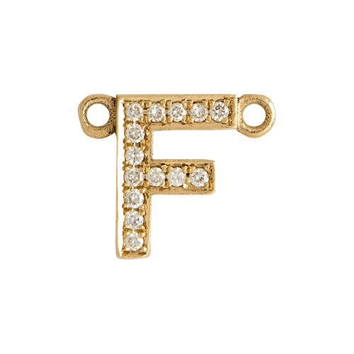 White Diamond + 14k Yellow Gold Letter Charm
