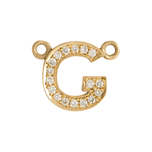 White Diamond + 14k Yellow Gold Letter Charm