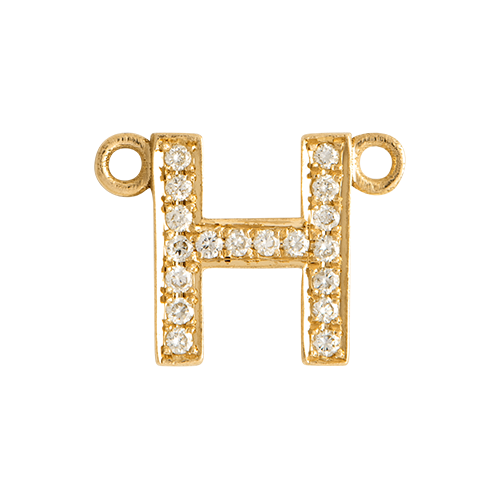 White Diamond + 14k Yellow Gold Letter Charm