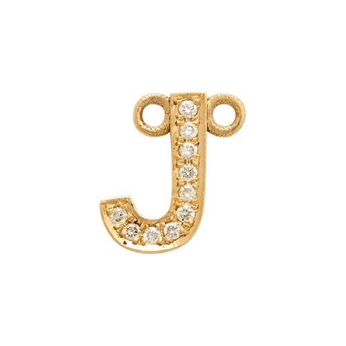 White Diamond + 14k Yellow Gold Letter Charm