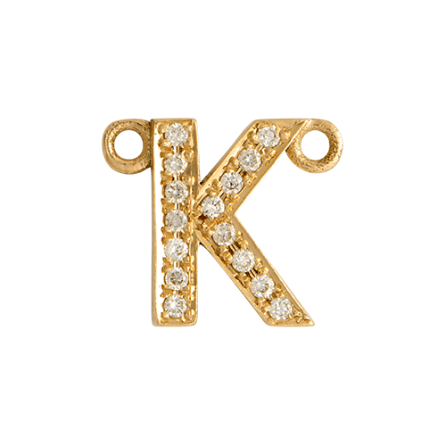 White Diamond + 14k Yellow Gold Letter Charm
