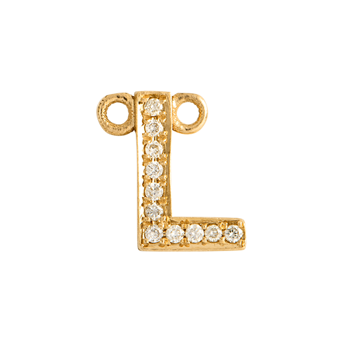 White Diamond + 14k Yellow Gold Letter Charm