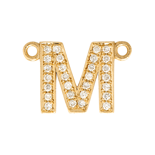 White Diamond + 14k Yellow Gold Letter Charm