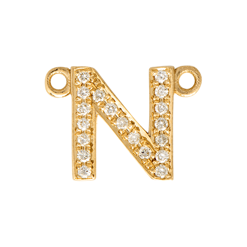 White Diamond + 14k Yellow Gold Letter Charm