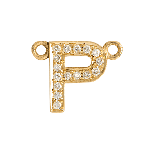 White Diamond + 14k Yellow Gold Letter Charm