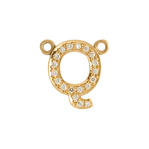 White Diamond + 14k Yellow Gold Letter Charm