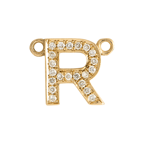 White Diamond + 14k Yellow Gold Letter Charm