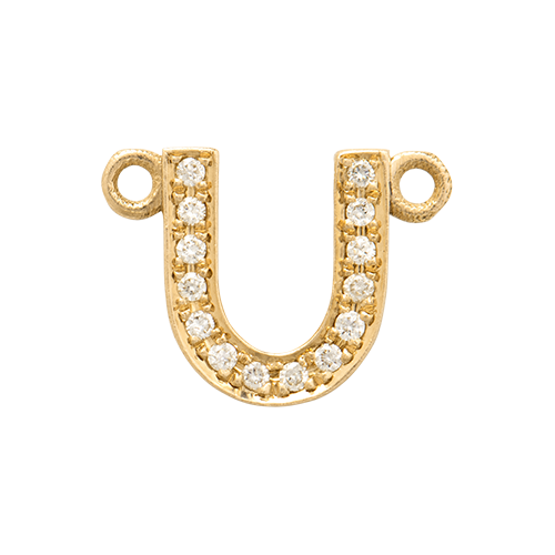 White Diamond + 14k Yellow Gold Letter Charm