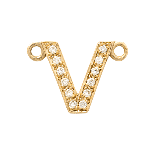 White Diamond + 14k Yellow Gold Letter Charm