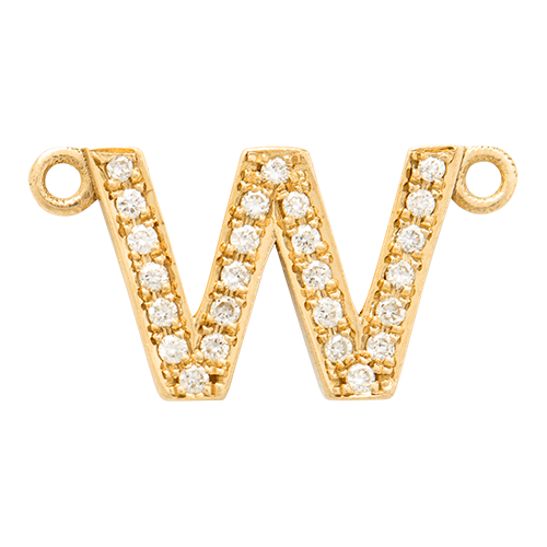 White Diamond + 14k Yellow Gold Letter Charm