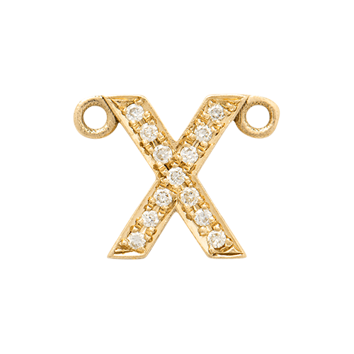 White Diamond + 14k Yellow Gold Letter Charm