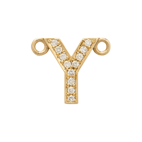White Diamond + 14k Yellow Gold Letter Charm