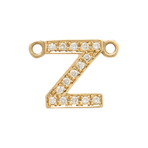 White Diamond + 14k Yellow Gold Letter Charm