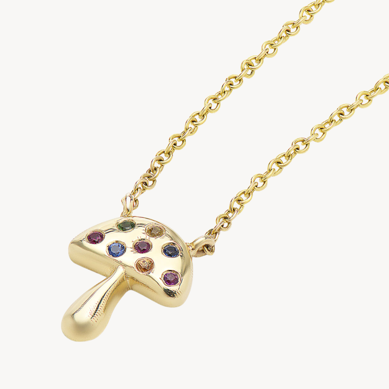 Mini Rainbow Sapphire Mushroom Necklace