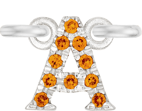 White Gold, Orange Sapphire Letter - Roxanne First