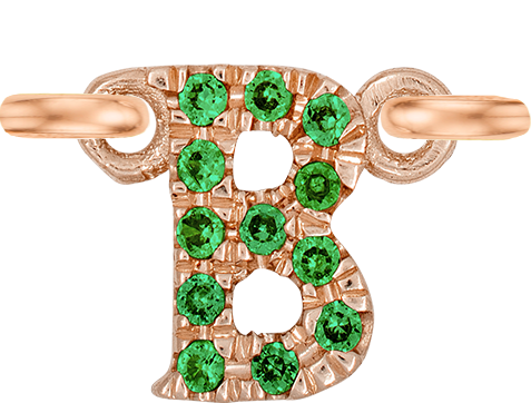 Rose Gold, Green Garnet Letter - Roxanne First