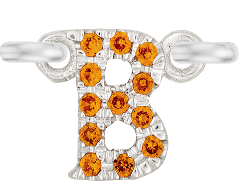 White Gold, Orange Sapphire Letter - Roxanne First