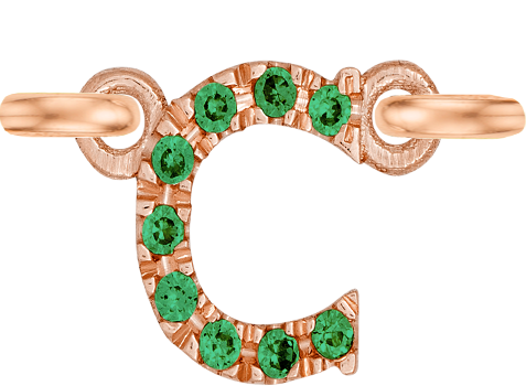 Rose Gold, Green Garnet Letter - Roxanne First