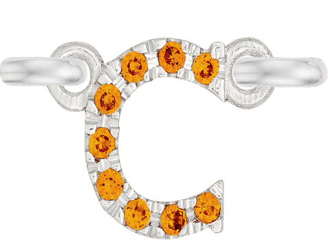 White Gold, Orange Sapphire Letter - Roxanne First