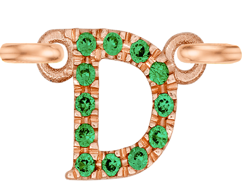 Rose Gold, Green Garnet Letter - Roxanne First