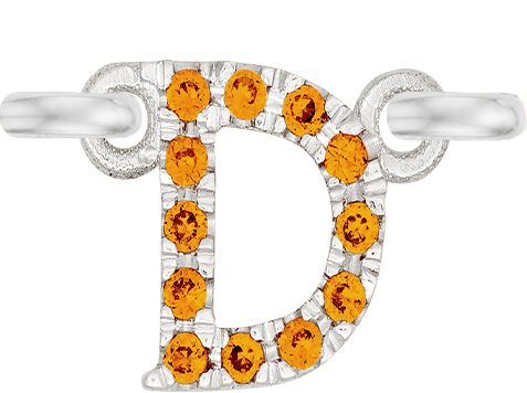 White Gold, Orange Sapphire Letter - Roxanne First