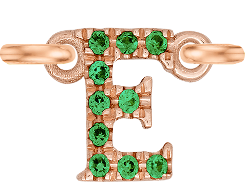 Rose Gold, Green Garnet Letter - Roxanne First