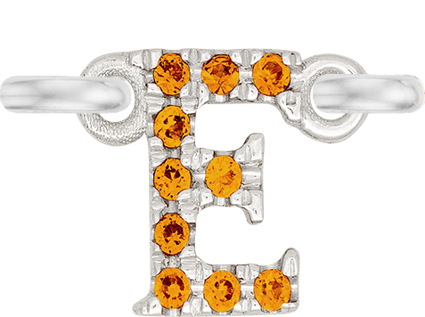 White Gold, Orange Sapphire Letter - Roxanne First