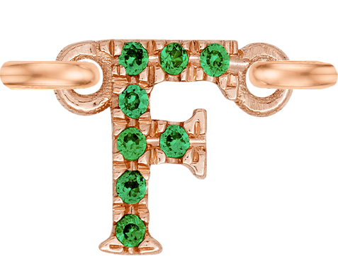 Rose Gold, Green Garnet Letter - Roxanne First