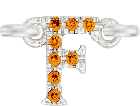 White Gold, Orange Sapphire Letter - Roxanne First