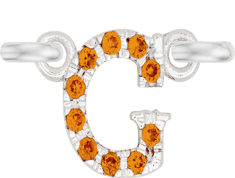 White Gold, Orange Sapphire Letter - Roxanne First
