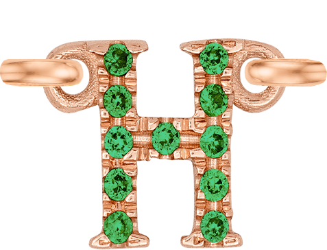 Rose Gold, Green Garnet Letter - Roxanne First