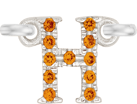 White Gold, Orange Sapphire Letter - Roxanne First