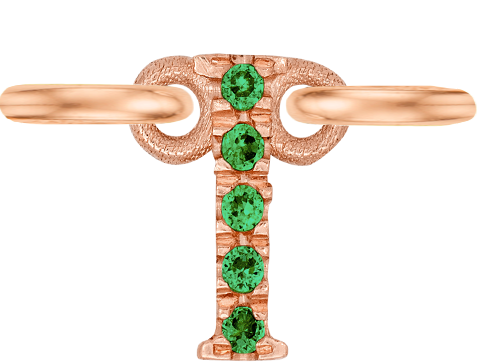 Rose Gold, Green Garnet Letter - Roxanne First