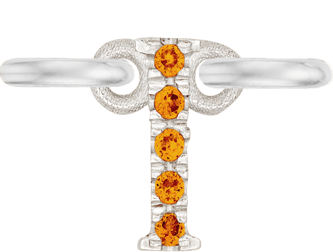 White Gold, Orange Sapphire Letter - Roxanne First