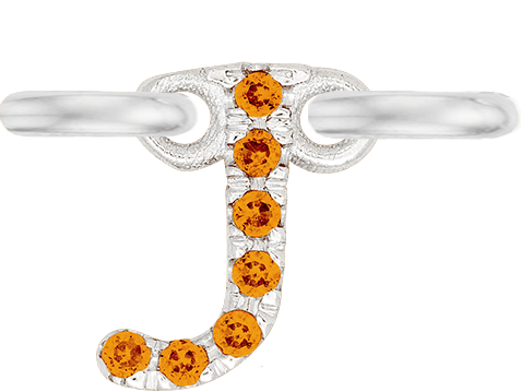 White Gold, Orange Sapphire Letter - Roxanne First