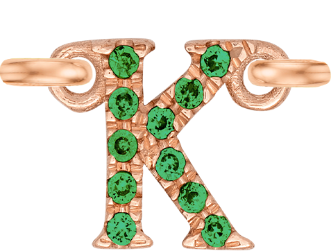 Rose Gold, Green Garnet Letter - Roxanne First