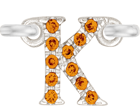 White Gold, Orange Sapphire Letter - Roxanne First